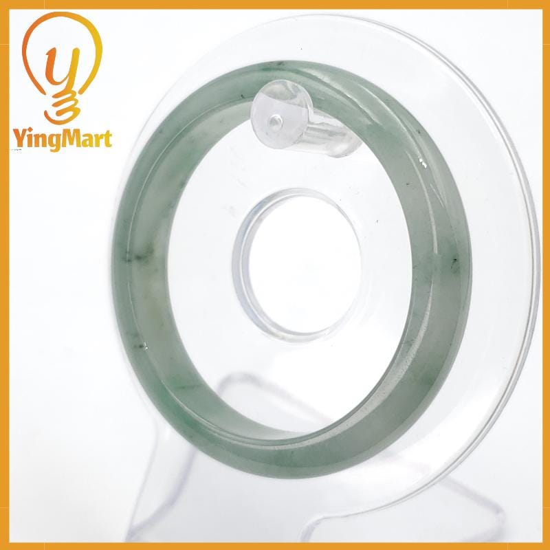 YingMart 52mm Certified Genuine Grade A Type A Green White To Green, Grey, Brown Jadeite Jade Bangle Bracelet, Real Gemstone, Jewelry