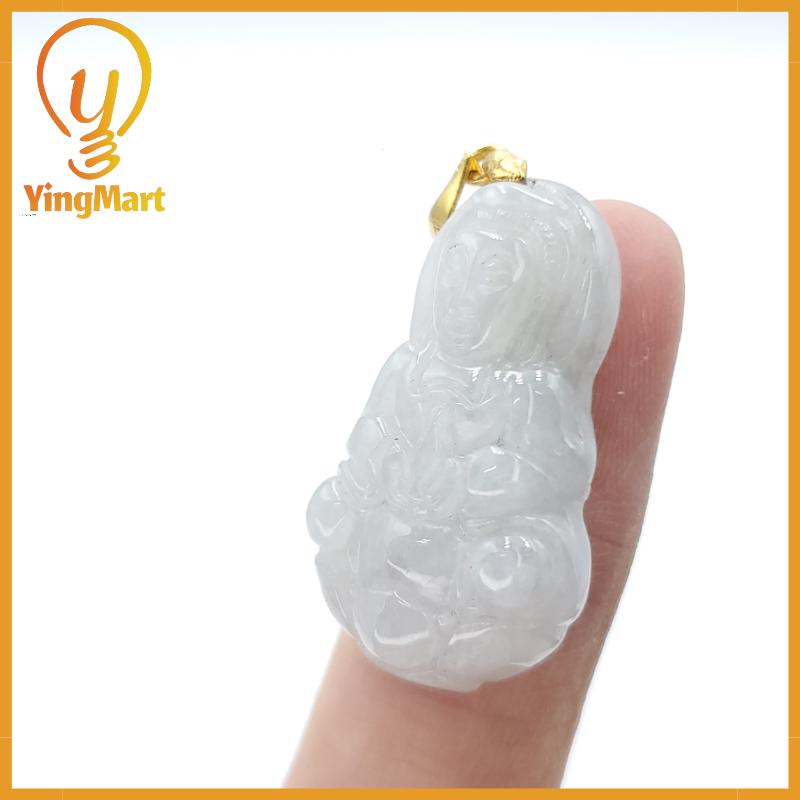 Guan Yin With Flower Jade Pendant 100% Genuine Jadeite Real Jade Type A Grade A Hand Carved,  Lucky Pendant, Jade Necklace Pendant