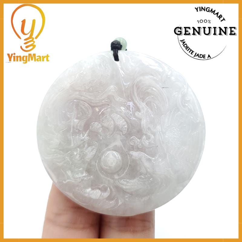 Translucent Dragon, Phoenix and Fish Jade Pendant  Genuine Jadeite Real Jade Type A Hand Carved,  Lucky Pendant, Jade Necklace Pendant