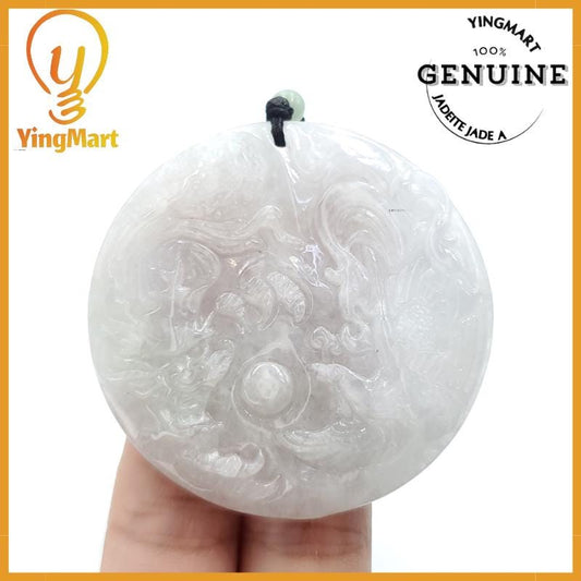 Translucent Dragon, Phoenix and Fish Jade Pendant  Genuine Jadeite Real Jade Type A Hand Carved,  Lucky Pendant, Jade Necklace Pendant