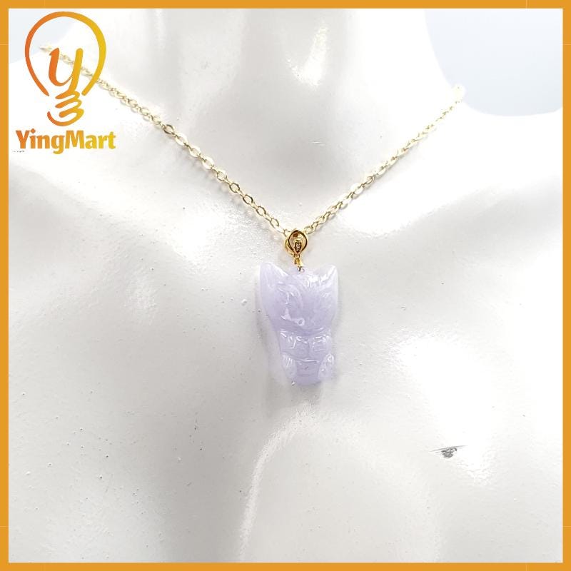 100% Natural Jade Nine - Tailed fox Pendant Hand Carved  Burmese Myanmar Genuine Jadeite Real Jade Type A, Lucky Pendant, Jade Necklace