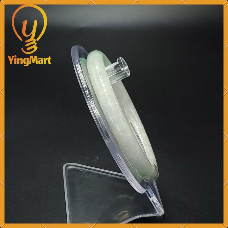 YingCollection 55mm SJC45248 Certified Natural Color Greyish Very Slightly Green Jadeite Jade Bangle Bracelet, Real Gemstone