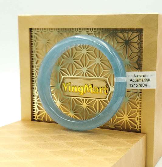 High Quality 48–60mm Aquamarine Light Blue Round YingMart Bangle, Gift for Sister, Grandma, Gemstone, Womens, Personalized Jewelry