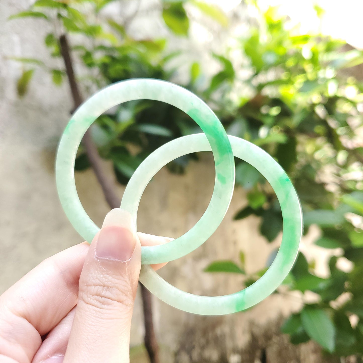 High Quality 48-72mm Natural-Colour Jadeite Bangle, Light To Medium Green, Burmese Jade, Personalized Jewelry, Gift for Mom, Sister, Mens