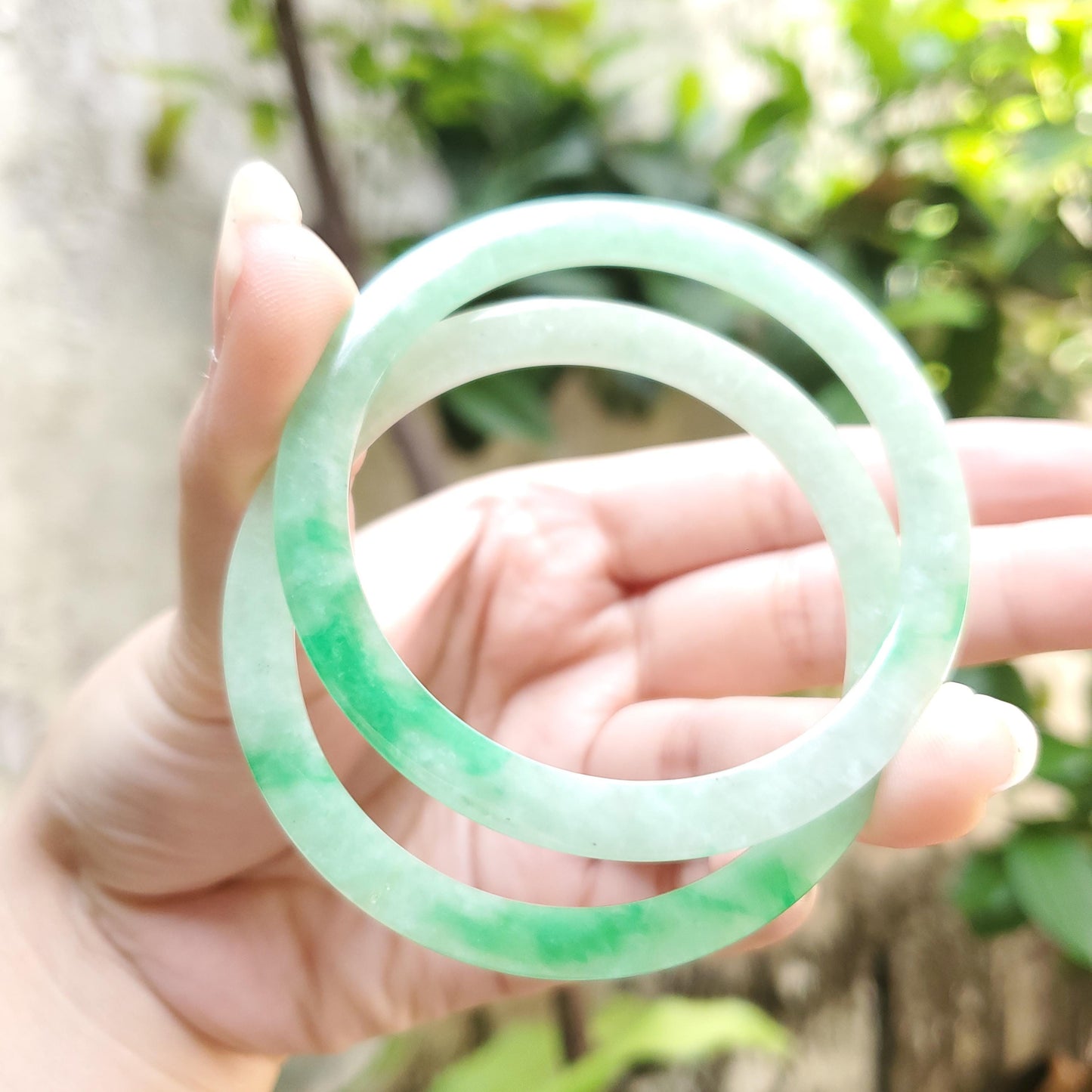 High Quality 48-72mm Natural-Colour Jadeite Bangle, Light To Medium Green, Burmese Jade, Personalized Jewelry, Gift for Mom, Sister, Mens
