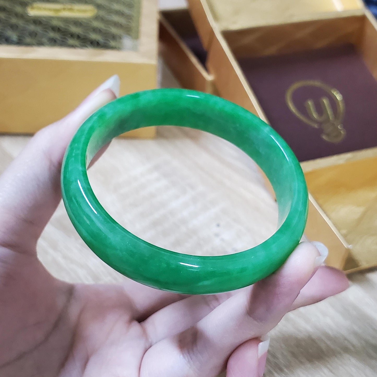 High Quality 48–72mm Jadeite Jade Green YingMart Bangle Bracelets Gift for Her Grandmother Sister Mom Grandma Mens Feng Shui Personalized