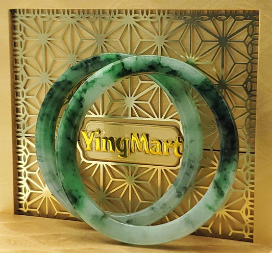 High Quality 48-72mm Natural-Colour Jade Bangle, White Floating Green Black Veins, Burmese Jadeite, Feng Shui Jewelry, Gift for Mom