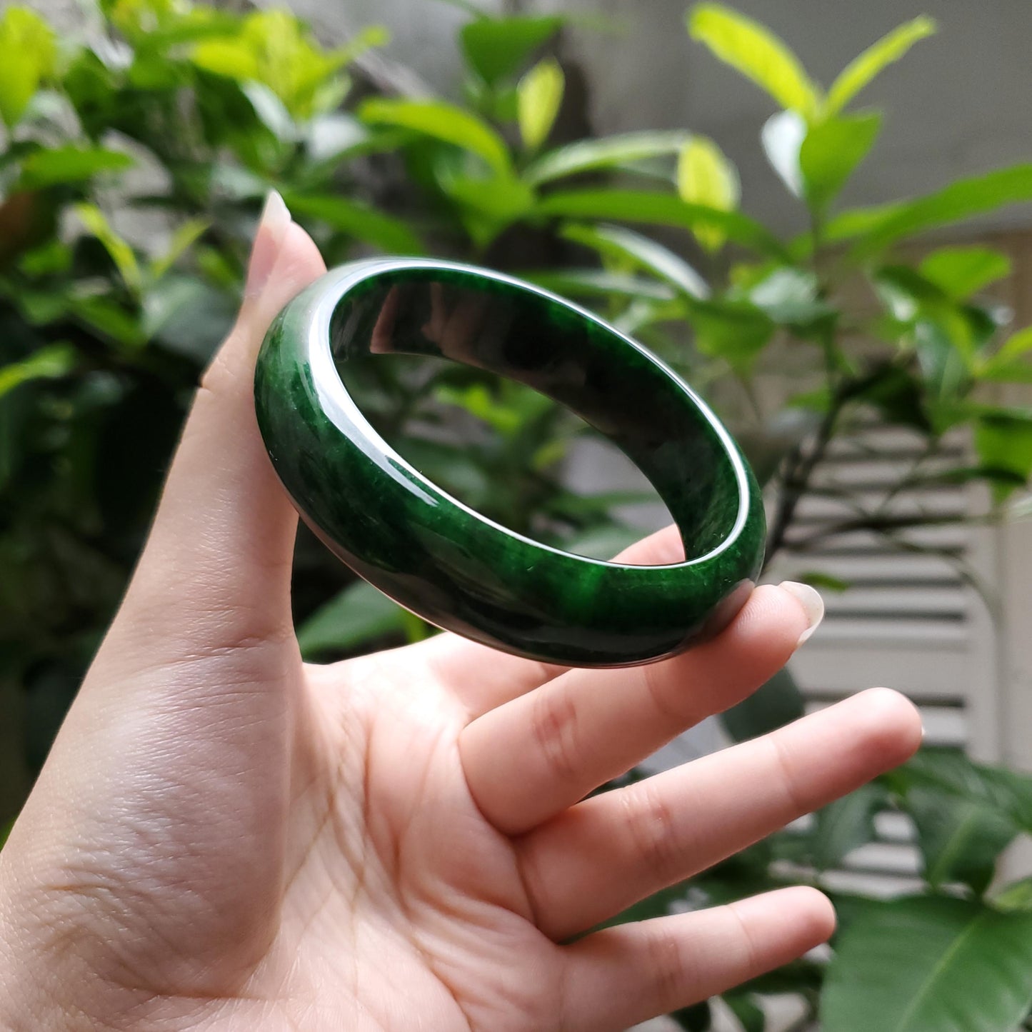 High Quality 48–72mm Jadeite Jade Dark Green Bangle Gift for Her Grandma Mens Mother Sister Feng Shui Personalized