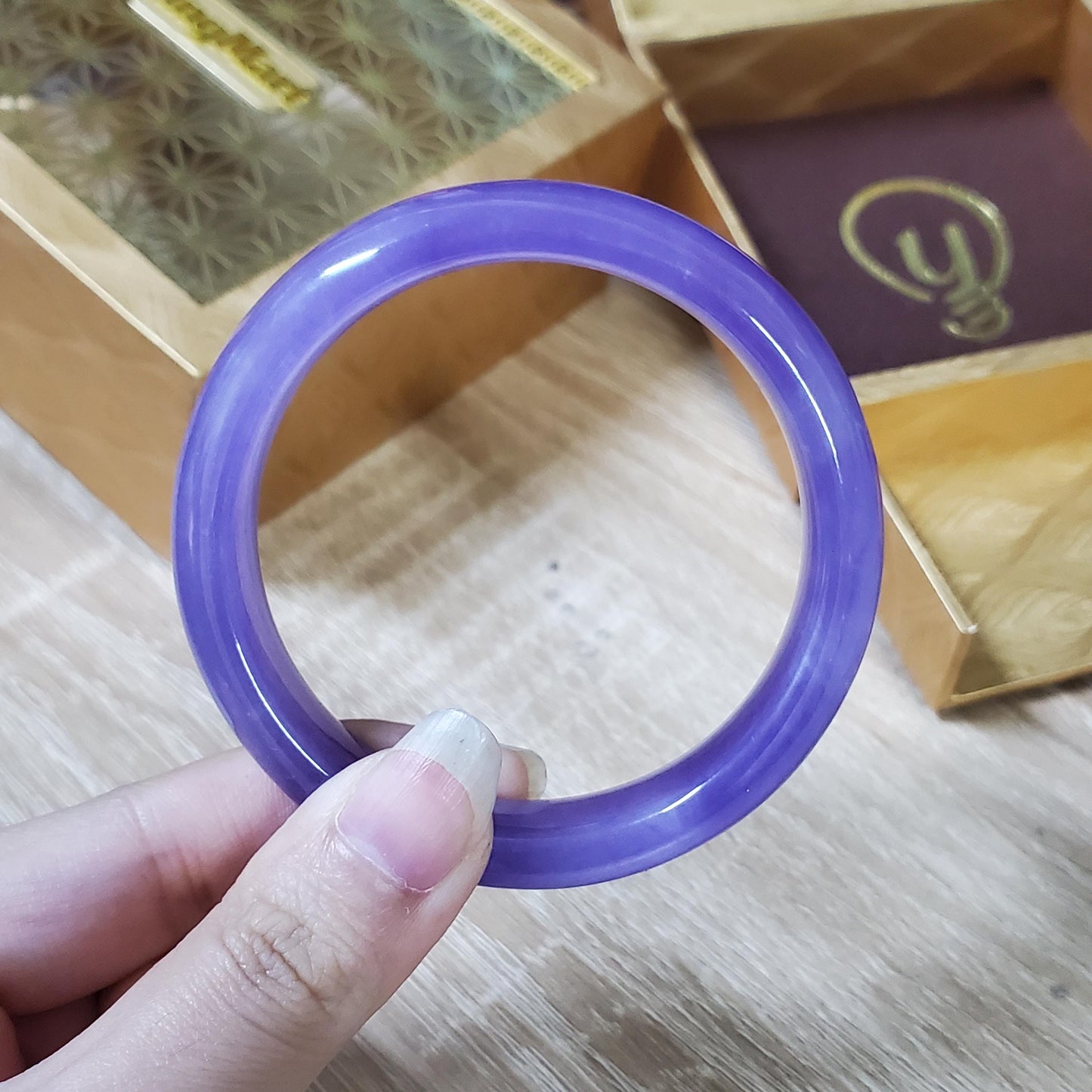 High Quality 48–72mm Jadeite Jade Purple Bangle Bracelets Genuine Feng Shui Jewelry Gift for Her Mom Sister Grandma Personalized