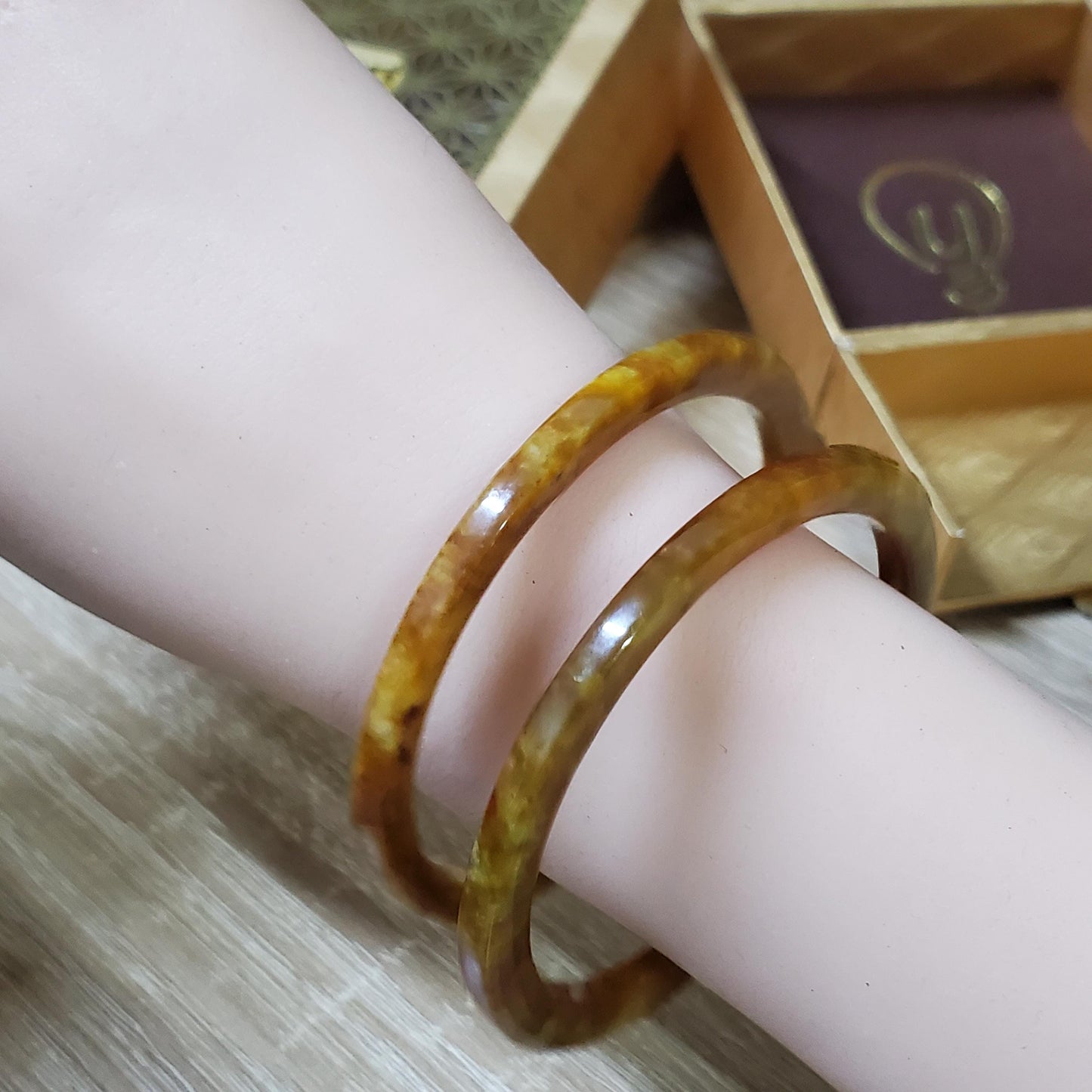 High Quality 48–72mm Jadeite Jade Yellow Green Black Brown Spot Bangle Bracelets Gift for Her Mom Grandma Feng Shui Personalized Jewelry