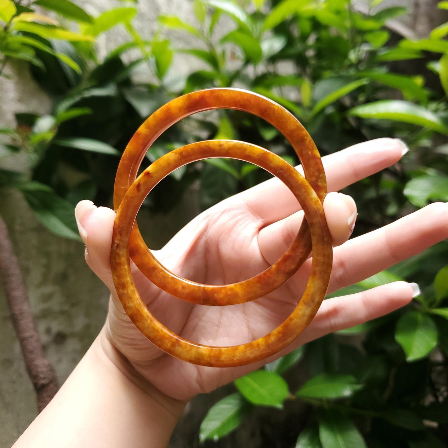 High Quality 48–72mm Jadeite Jade Yellow Green Black Brown Spot Bangle Bracelets Gift for Her Mom Grandma Feng Shui Personalized Jewelry