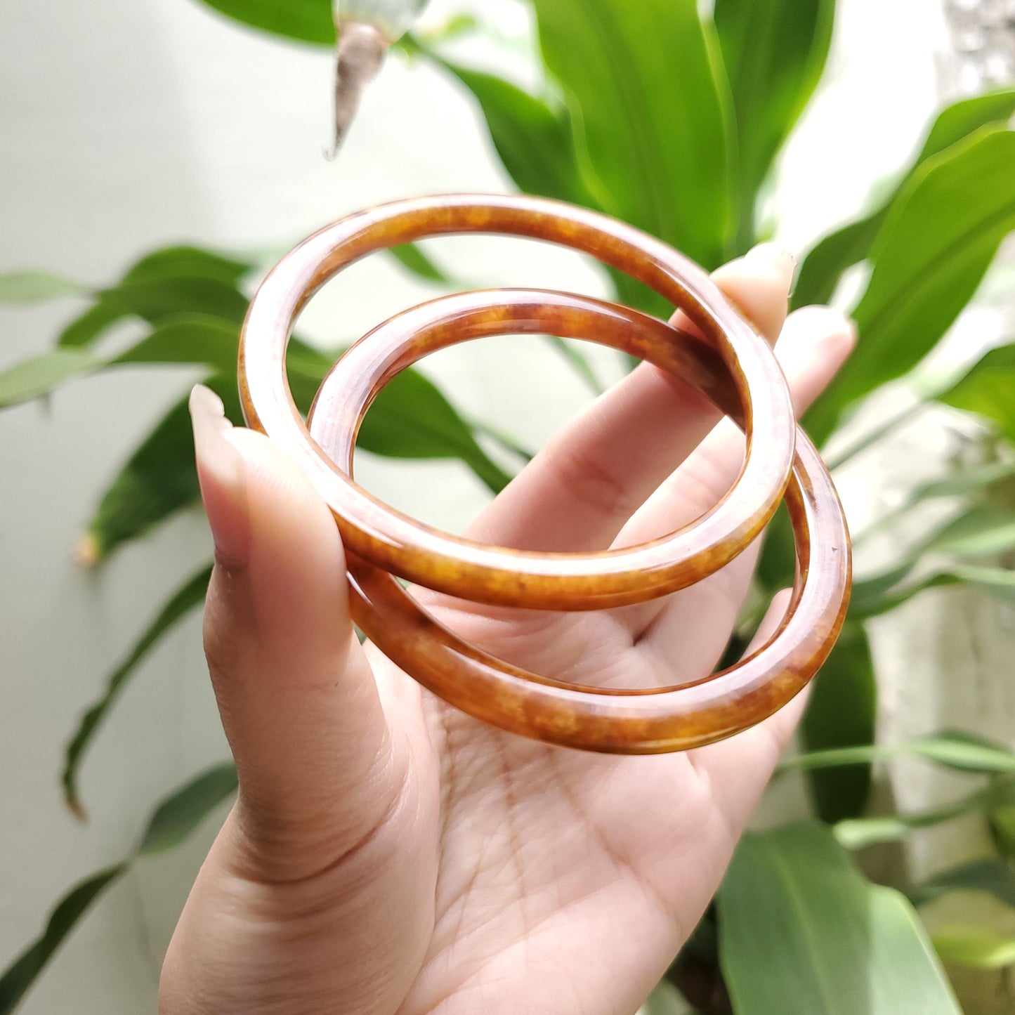 High Quality 48–72mm Jadeite Jade Yellow Green Black Brown Spot Bangle Bracelets Gift for Her Mom Grandma Feng Shui Personalized Jewelry