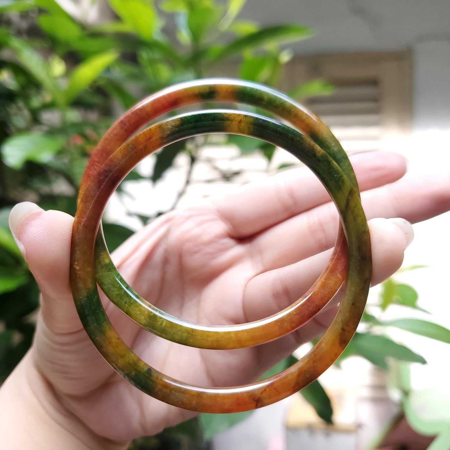High Quality 48–60mm Pair Jadeite Jade Yellow Green Red YingMart Bracelets Gift for Her Mom Sister Mens Personalized Feng Shui