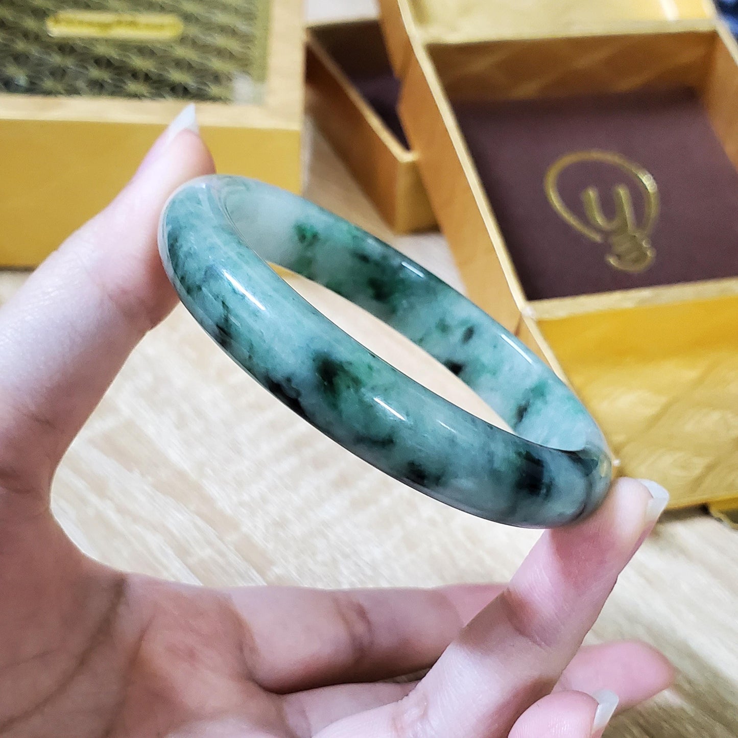 High Quality 48–72mm Natural-Colour Jade White YingMart Bangle Bracelets Burmese Gift for Her Grandmother Sister Mom Mens Feng Shui