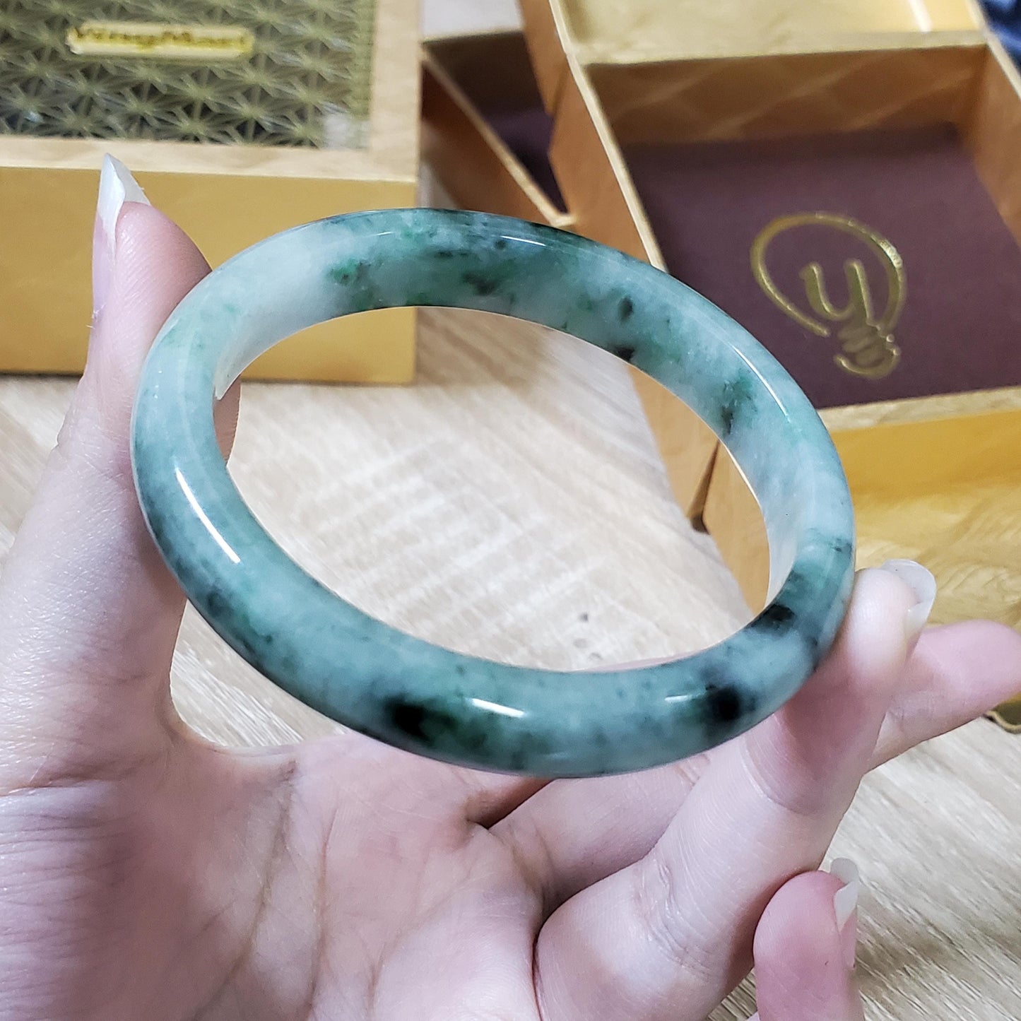 High Quality 48–72mm Natural-Colour Jade White YingMart Bangle Bracelets Burmese Gift for Her Grandmother Sister Mom Mens Feng Shui