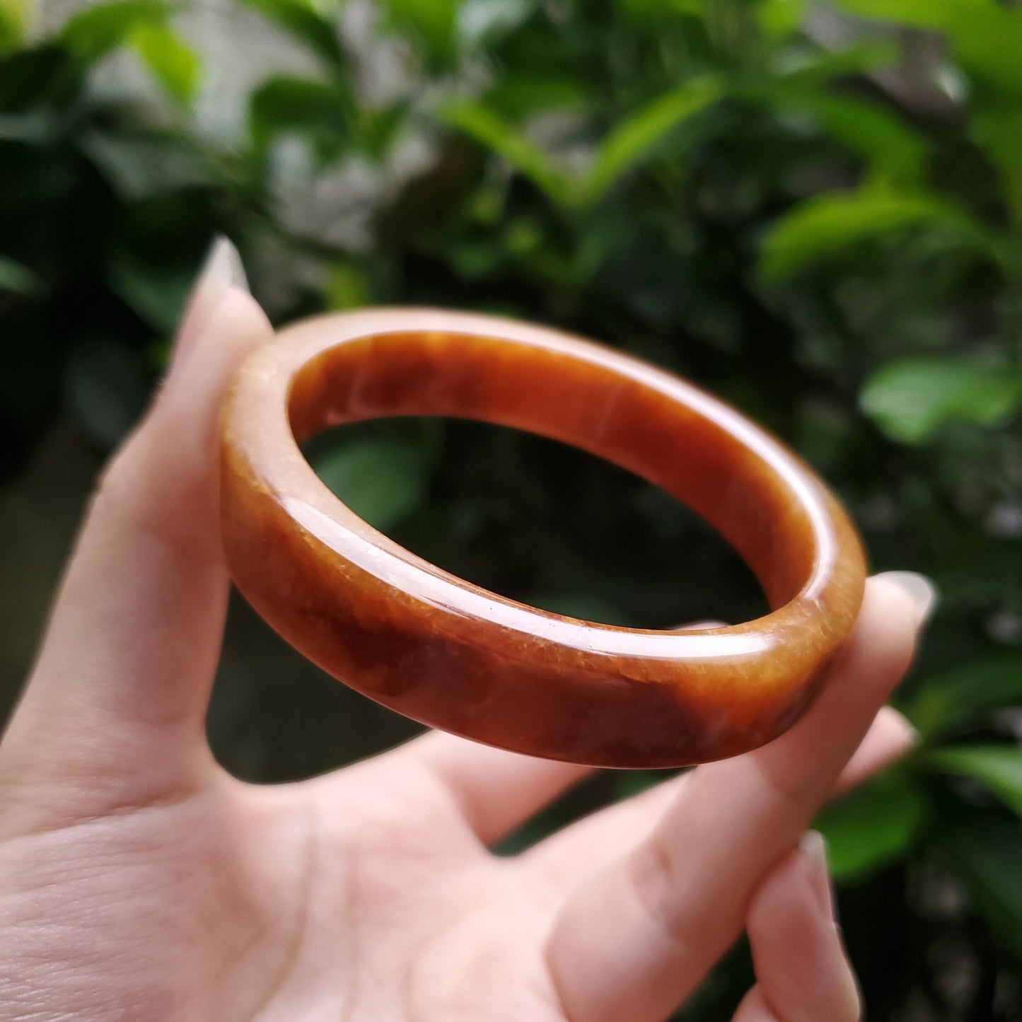 High Quality 48–60mm Jadeite Jade Orange "YingMart" Bangle Mens Mother Sister Feng Shui Gift for Her Personalized - Best Price