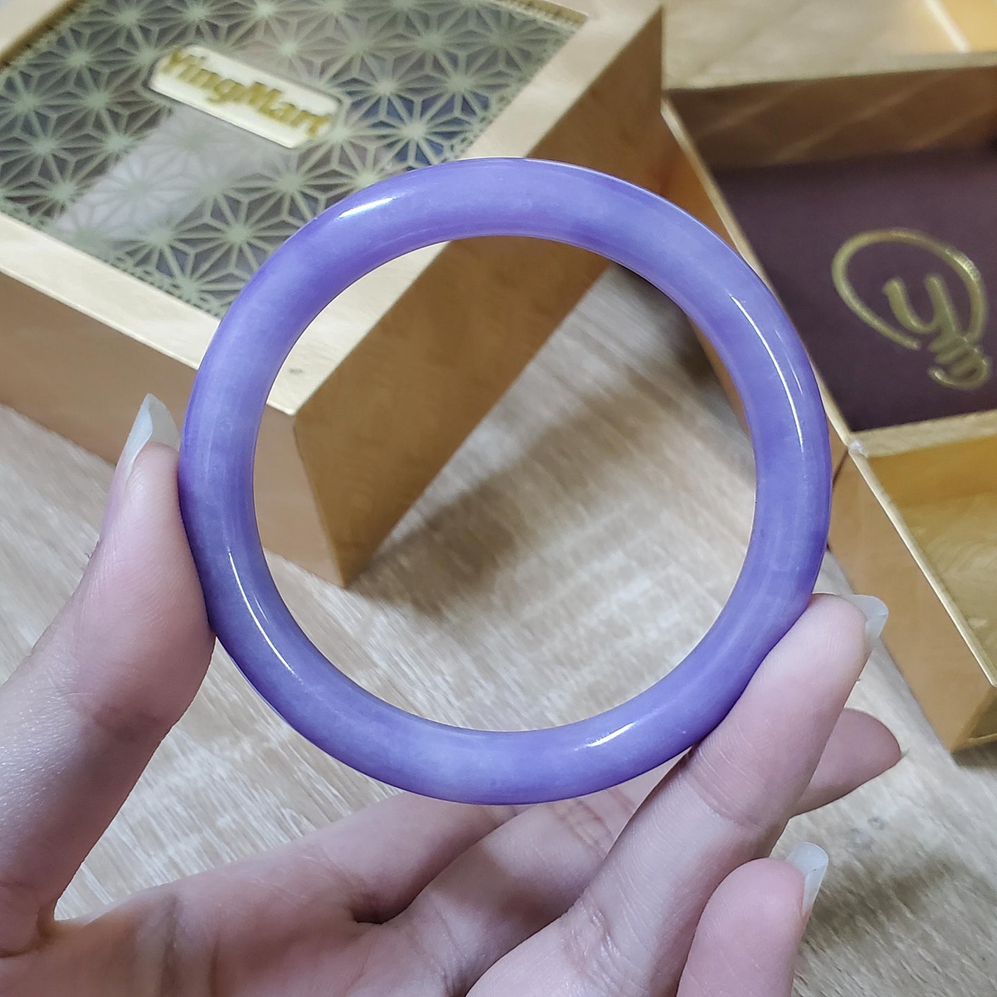 High Quality 48–72mm Jadeite Jade Purple YingMart Bangle Bracelets Gift for Her Mom Feng Shui Grandma Sister Mens