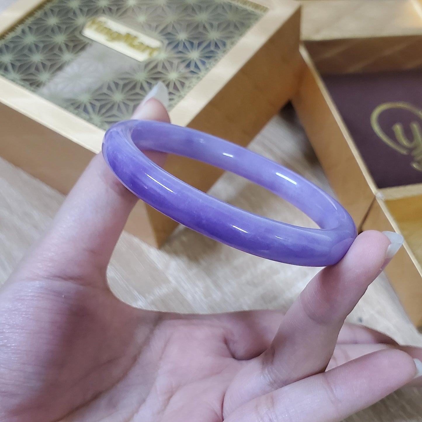 High Quality 48–72mm Jadeite Jade Purple YingMart Bangle Bracelets Gift for Her Mom Feng Shui Grandma Sister Mens