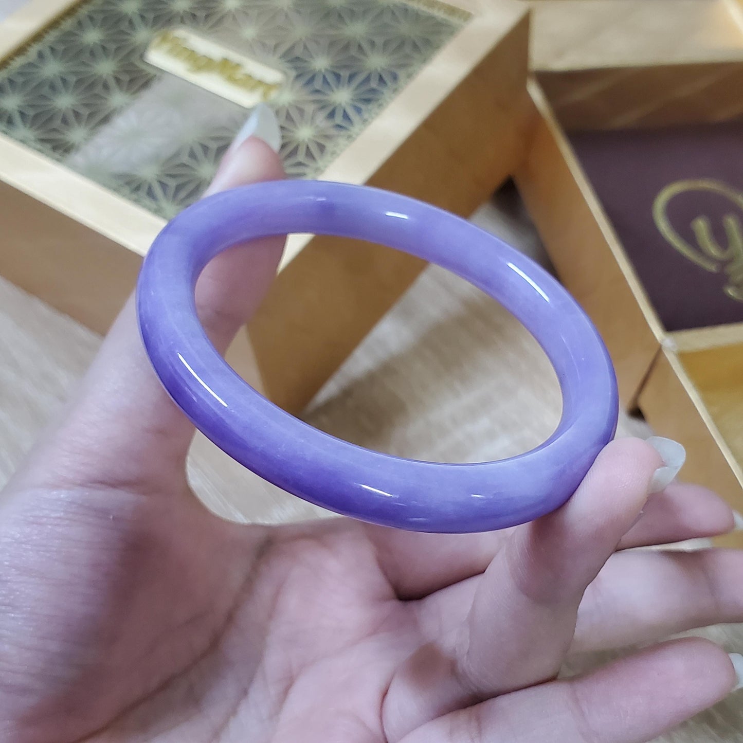 High Quality 48–72mm Jadeite Jade Purple YingMart Bangle Bracelets Gift for Her Mom Feng Shui Grandma Sister Mens