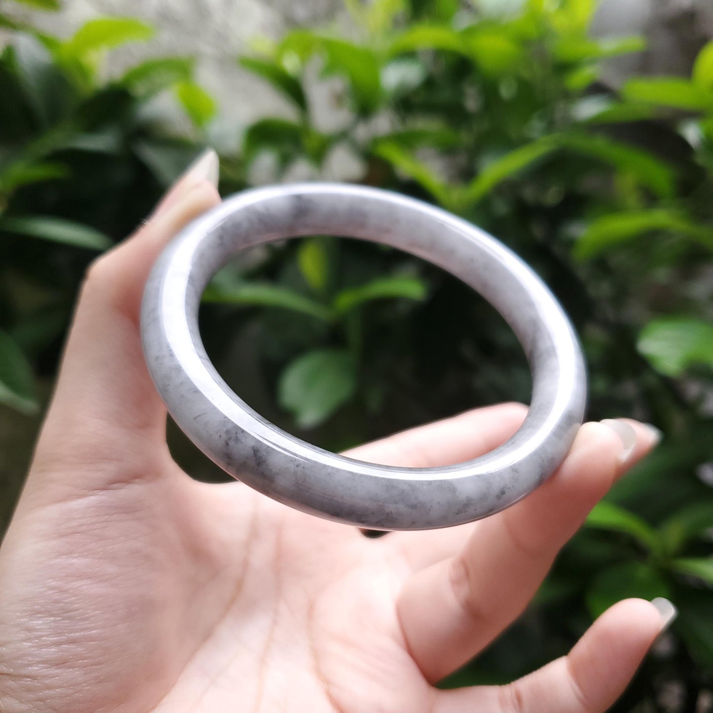 High Quality 48–72mm Genuine Type A Jade Grey White Black YingMart Jadeite Bangle Bracelets Gift for Her Grandmother Sister Mens