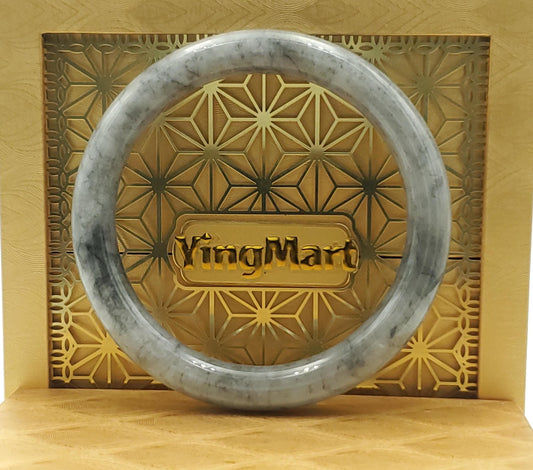 High Quality 48–72mm Genuine Type A Jade Grey White Black YingMart Jadeite Bangle Bracelets Gift for Her Grandmother Sister Mens