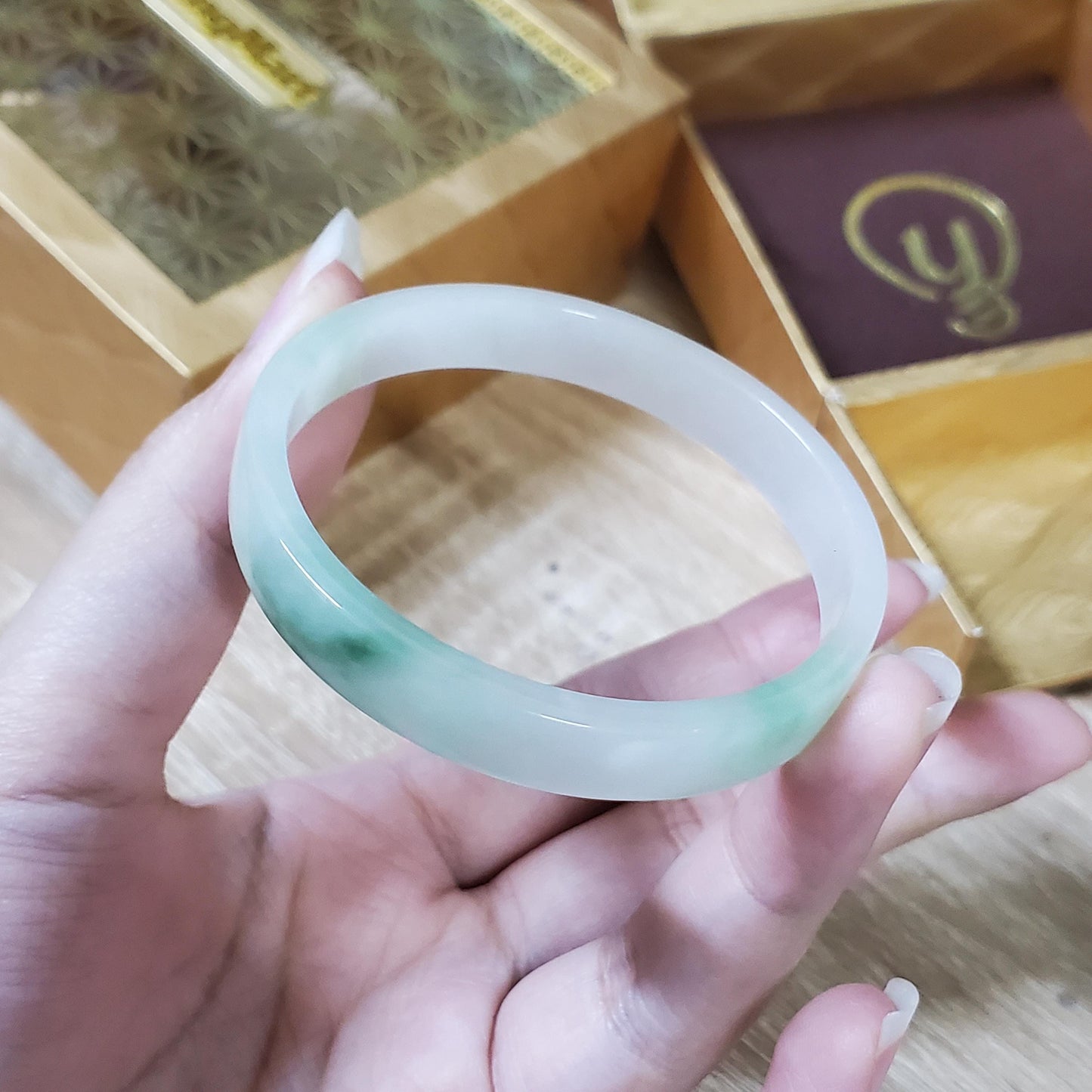 High Quality 48–72mm Natural-Colour Jade White Green Bangle Bracelets Gift for Her Mom Grandma Feng Shui Personalized Jewelry