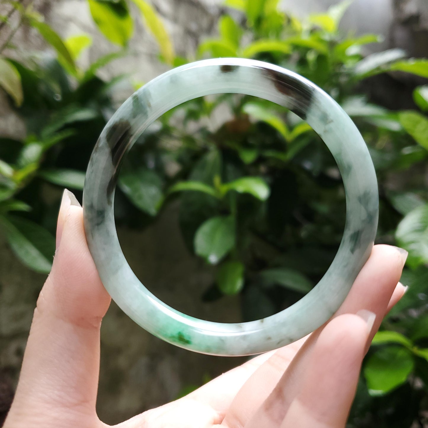 High Quality 48–72mm Natural-Colour Jade White to Light Green Bangle Gift for Her Grandma Mom Feng Shui Black Spot Personalized