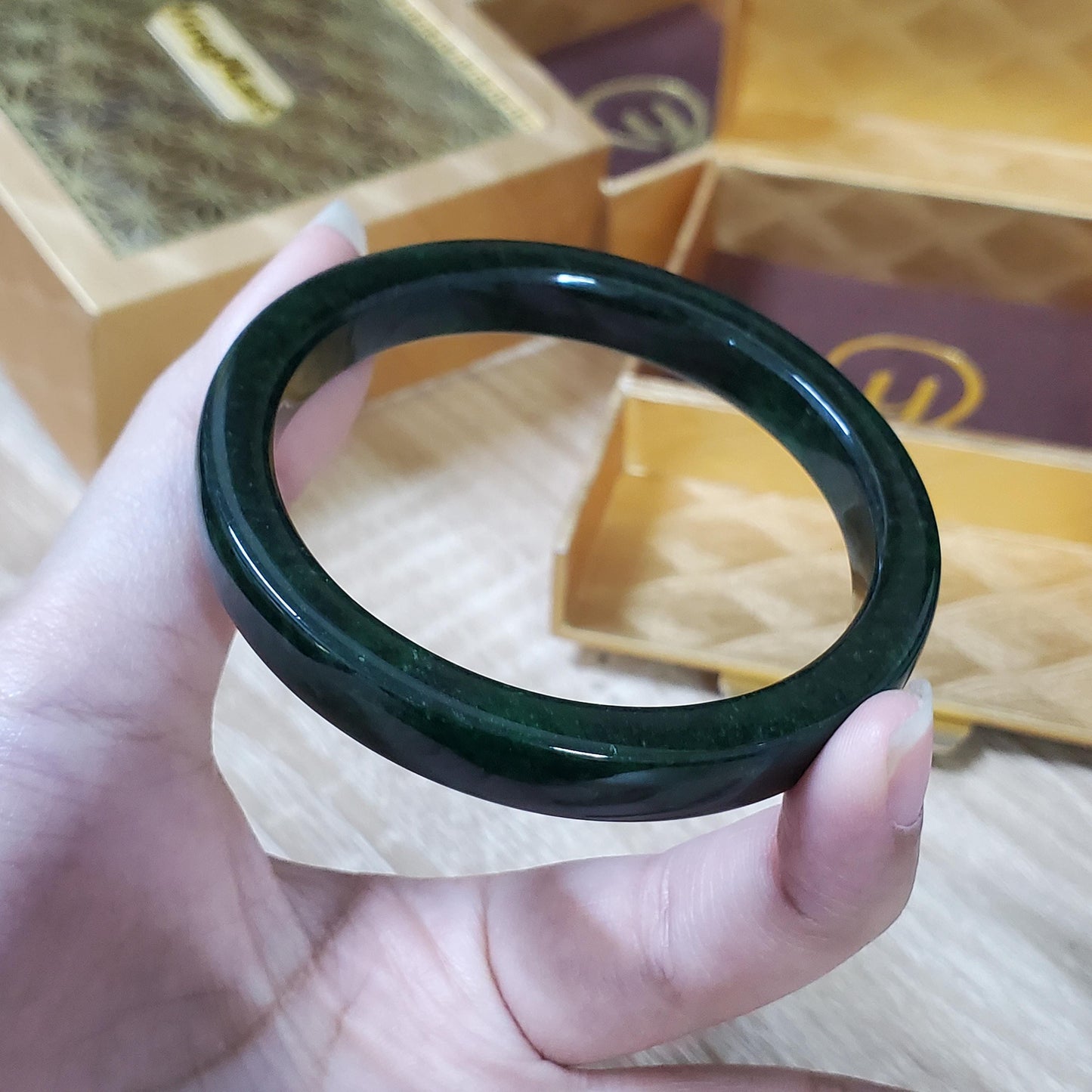 High Quality 48β72mm Jadeite Jade Dark Green YingMart Bangle Bracelets Burmese Gift for Her Grandma Personalized