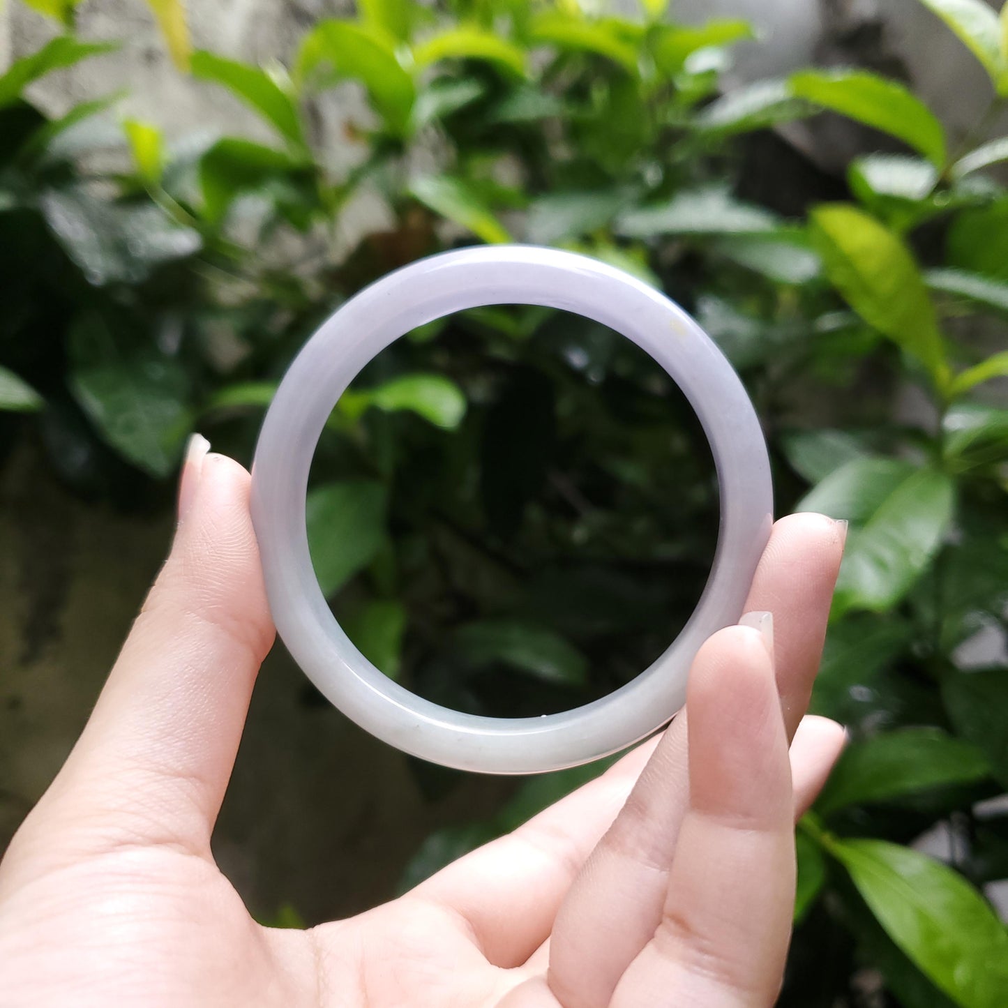 High Quality 48–72mm Natural-Colour Jade Very Light Purple to Light Green Bangle Gift for Her Mom Grandma Feng Shui Personalized