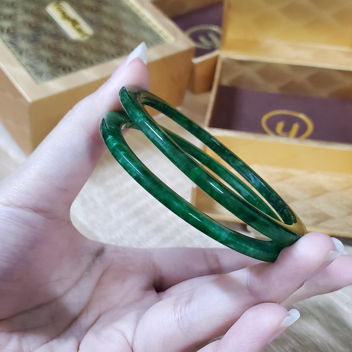 High Quality 48–72mm Jadeite Jade Green Bangle Gift for Her Mom Grandma Feng Shui Personalized Bracelets Jewelry