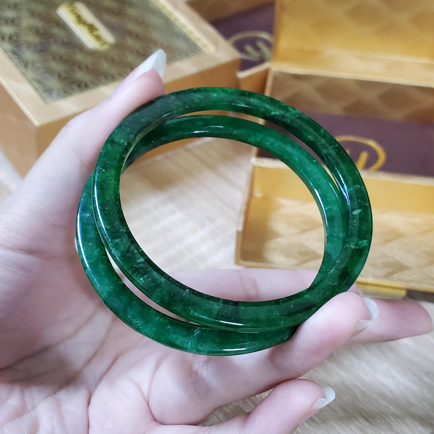 High Quality 48–72mm Jadeite Jade Green Bangle Gift for Her Mom Grandma Feng Shui Personalized Bracelets Jewelry