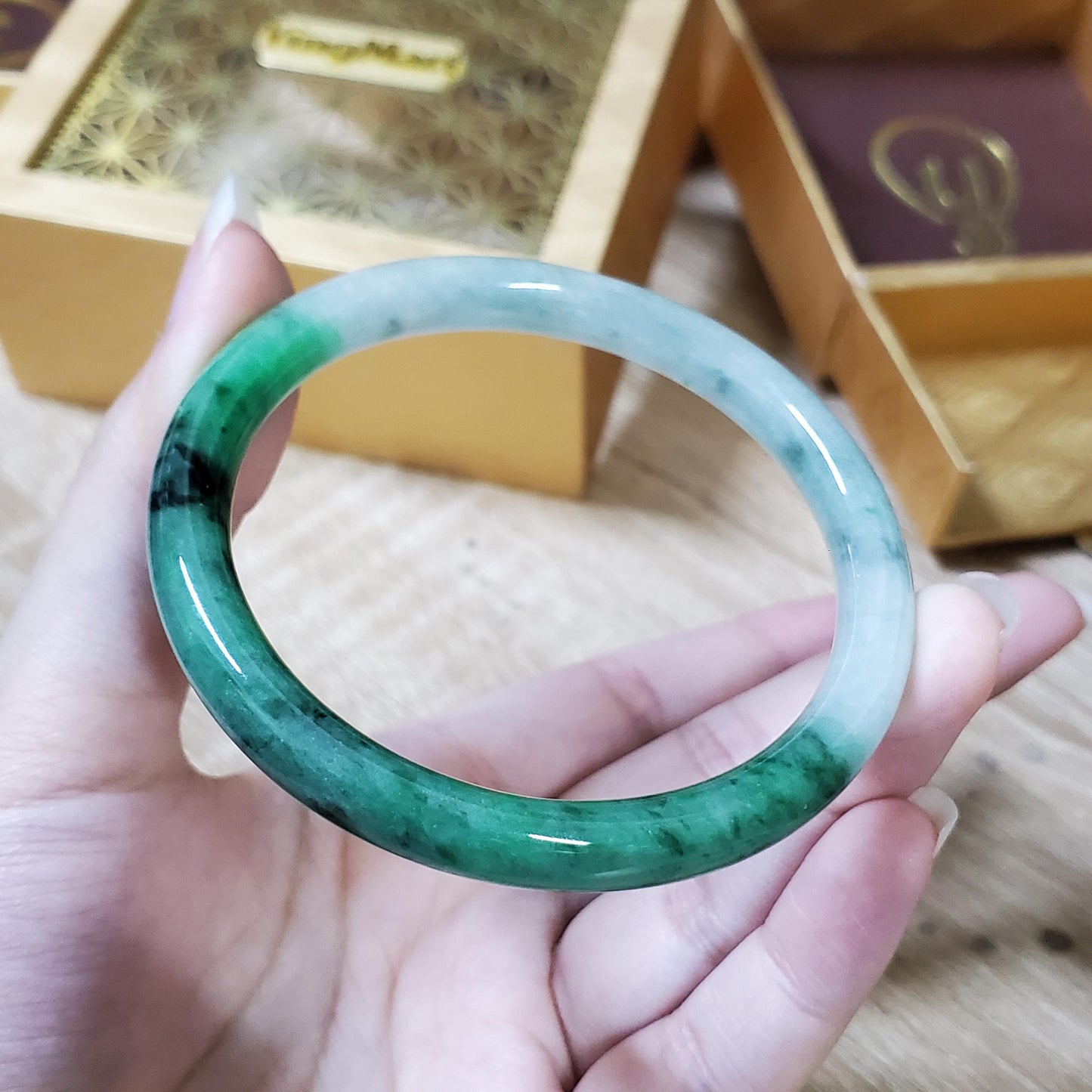 High Quality 48–72mm Natural-Colour Jade White Green YingMart Bangle Gift for Mom Grandma Sister Mens Feng Shui Personalized