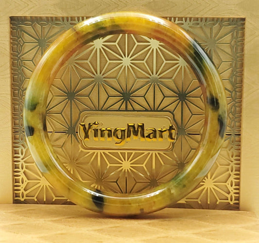 High Quality 48–72mm Jadeite Jade Yellow Black Spot YingMart Bangle Bracelets Gift for Her Mom Feng Shui Grandma Sister