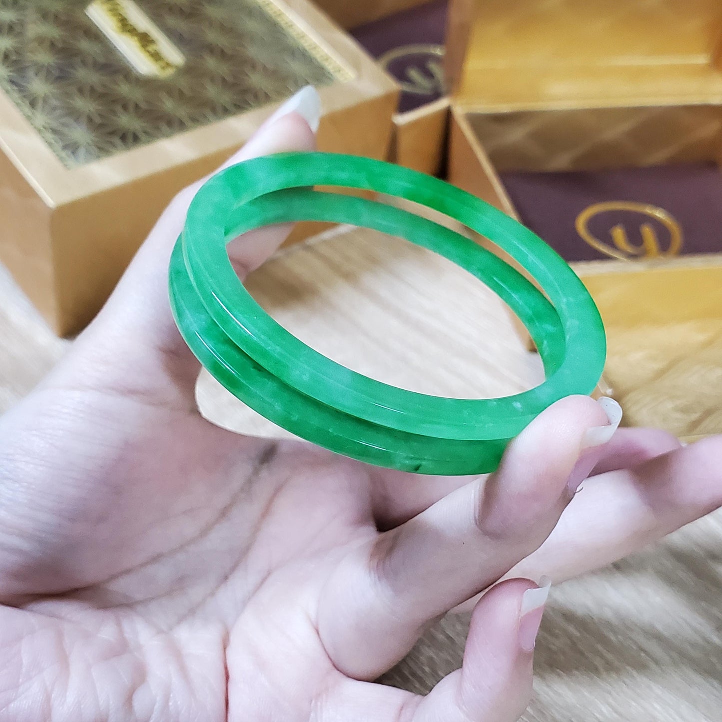 High Quality 48–72mm Jadeite Jade Green Bangle Gift for Her Mom Grandma Feng Shui Personalized Bracelets Jewelry