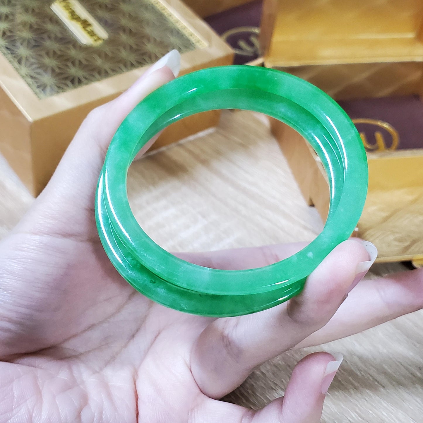 High Quality 48–72mm Jadeite Jade Green Bangle Gift for Her Mom Grandma Feng Shui Personalized Bracelets Jewelry