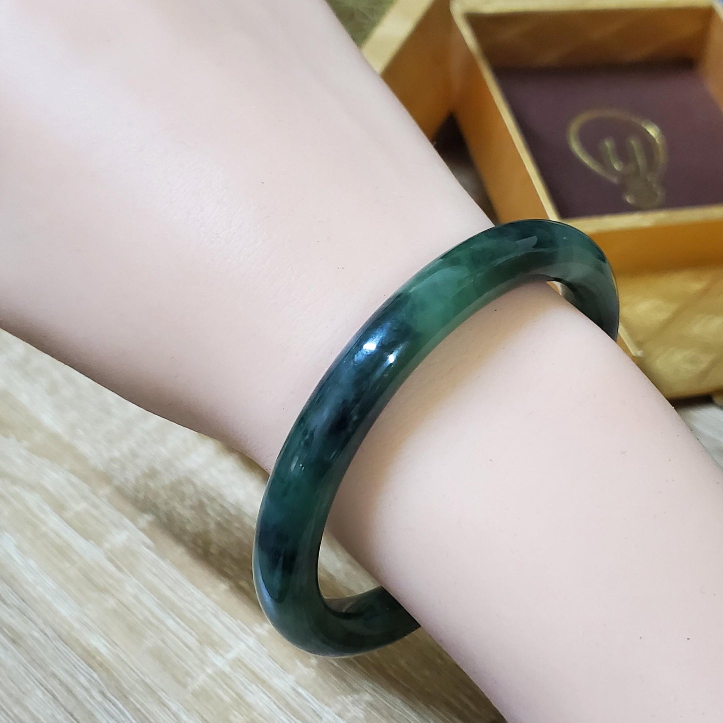 High Quality 48–60mm Jadeite Jade Round Green Olive Black YingMart Bangle Gift for Her Mother Mens Sister Feng Shui