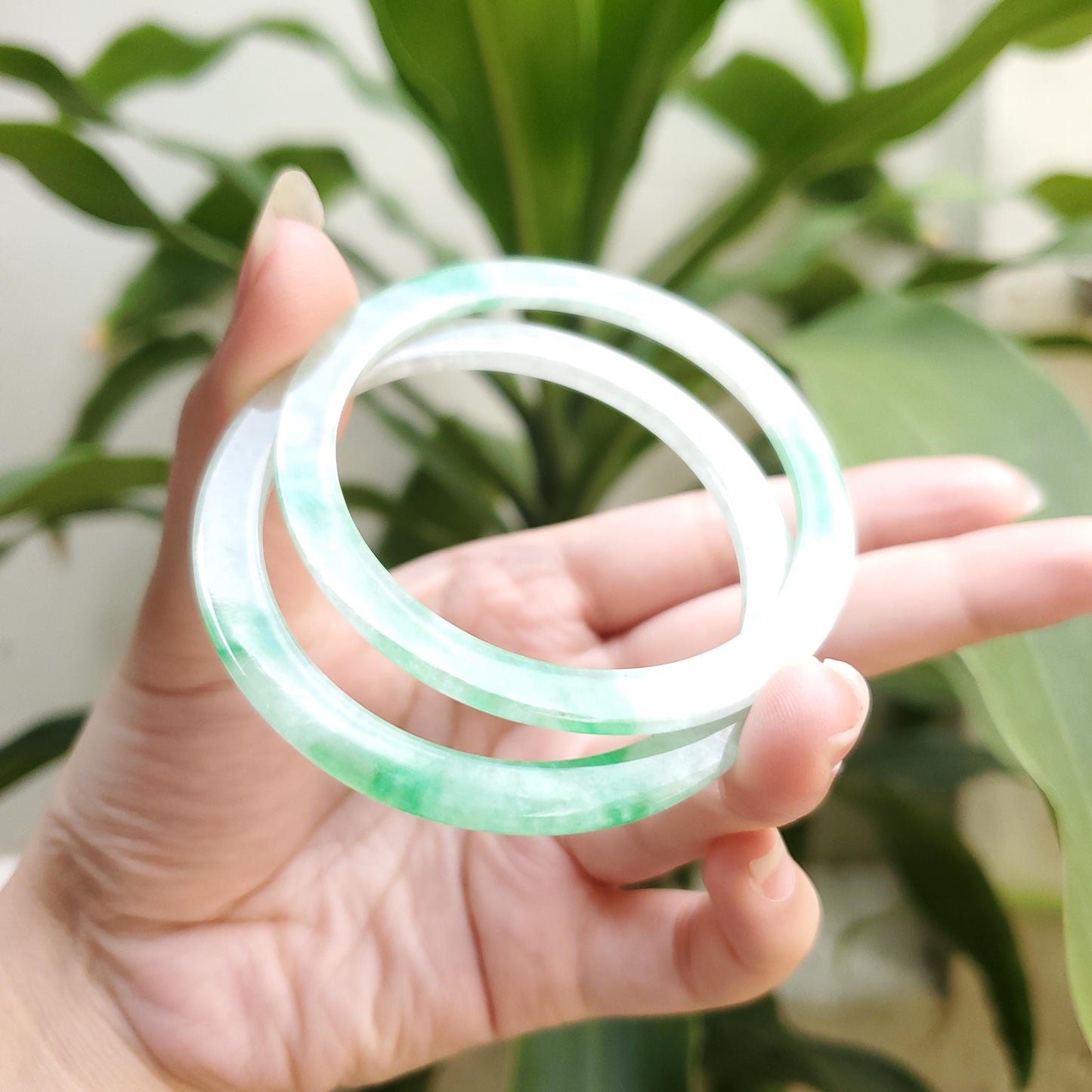 High Quality 48–72mm Natural-Colour Jade Cert No. B White Green YingMart Jadeite Bangle Burmese Gift for Her Sister Mother Grandma