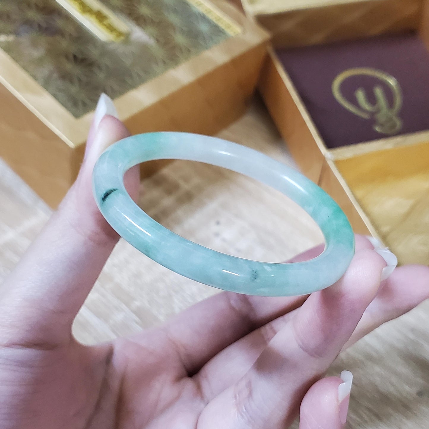High Quality 48–72mm Natural-Colour Jade Green White Bangle Bracelets Gift for Her Mom Grandma Feng Shui Personalized Jewelry