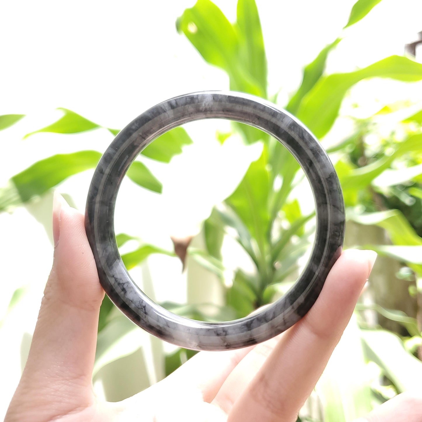 High Quality 48–72mm Jadeite Jade Grey White Black Bangle Gift for Her Grandma Mother Mens Sister Feng Shui Personalized