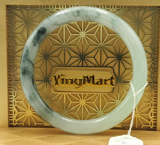 High Quality 48–72mm Natural-Colour Jade White Black Veins Bangle Bracelets Gift for Her Mom Grandma Feng Shui Personalized Jewelry