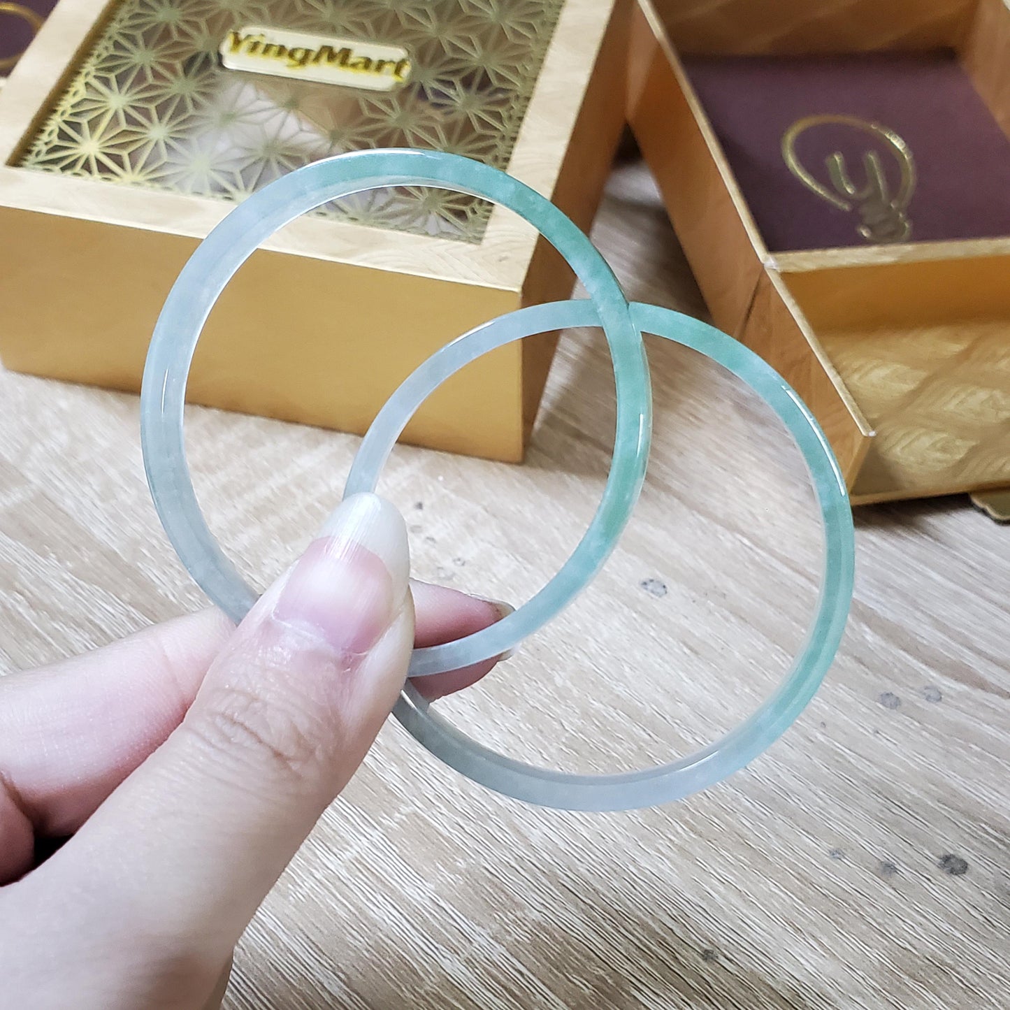 High Quality 48–72mm Jadeite Jade Green White Bangle Bracelets Gift for Her Mom Grandma Feng Shui Personalized Jewelry