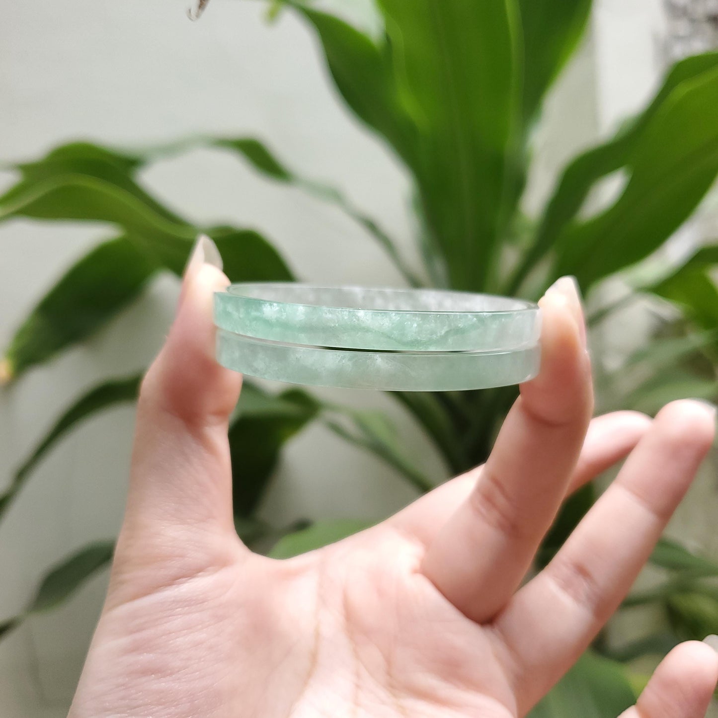 High Quality 48–72mm Jadeite Jade Green White Bangle Bracelets Gift for Her Mom Grandma Feng Shui Personalized Jewelry