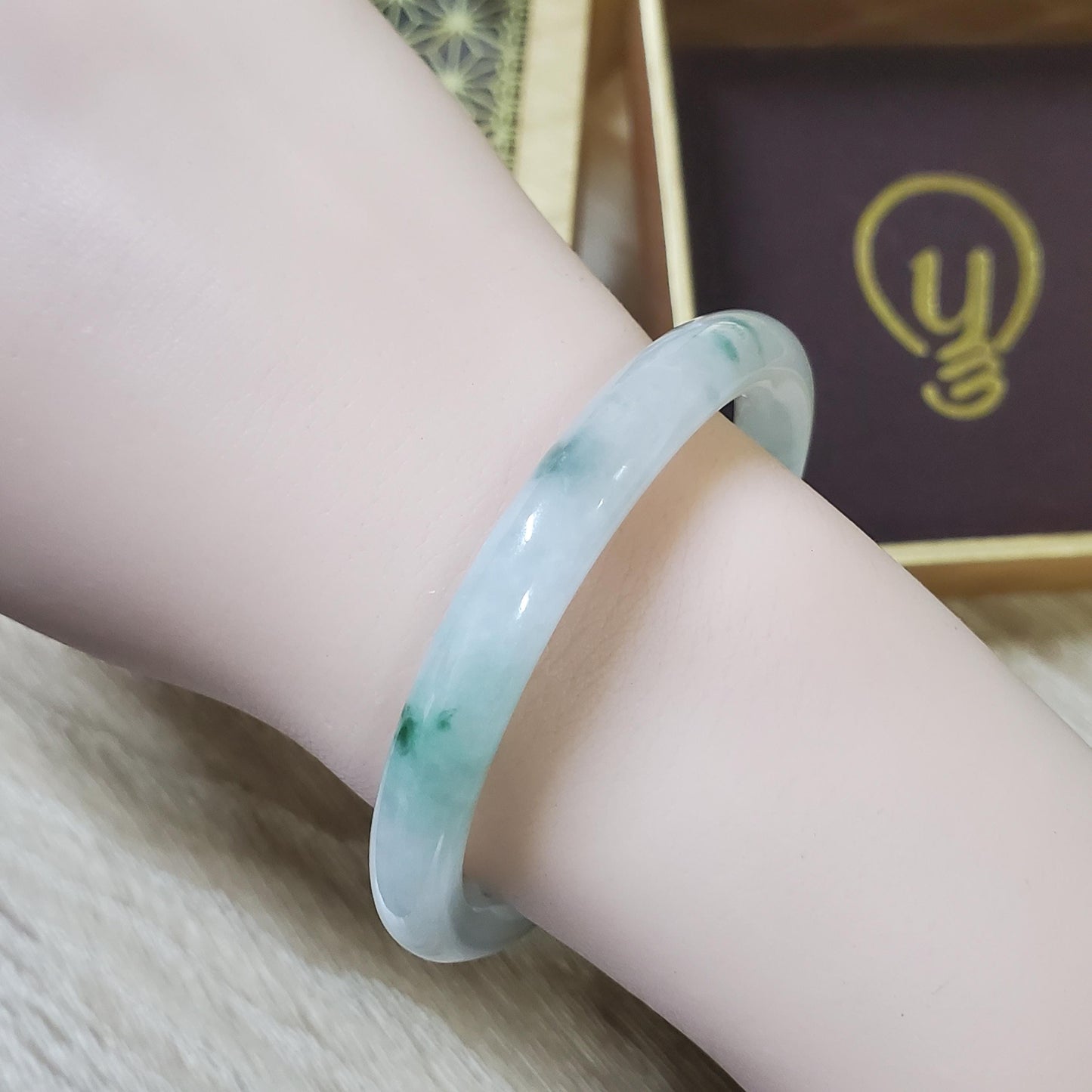 High Quality 48–72mm Natural-Colour Jade Grey White Green Spot Bangle Gift for Her Mom Grandma Feng Shui Personalized Jewelry