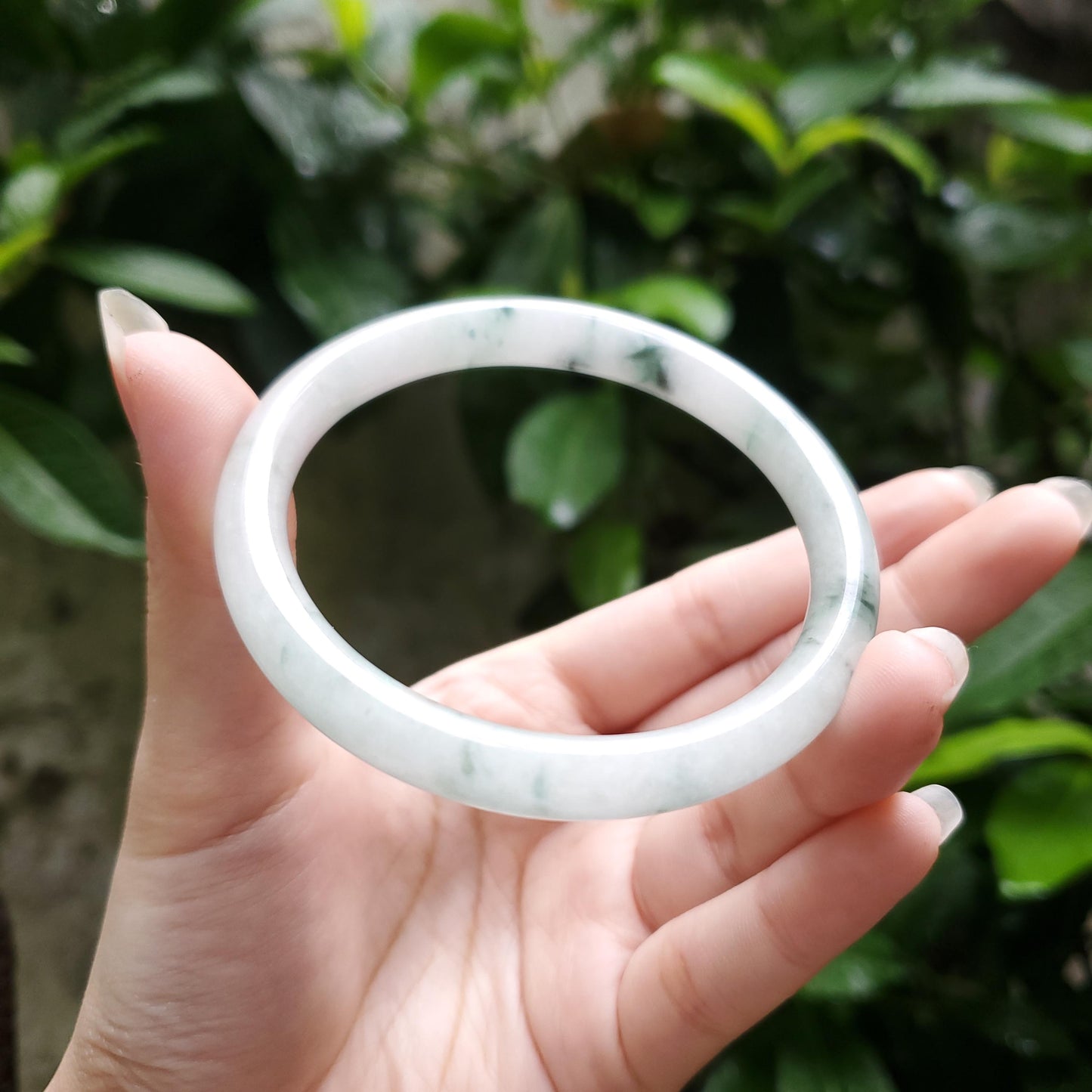 High Quality 48–72mm Natural-Colour Jade Grey White Green Spot Bangle Gift for Her Mom Grandma Feng Shui Personalized Jewelry