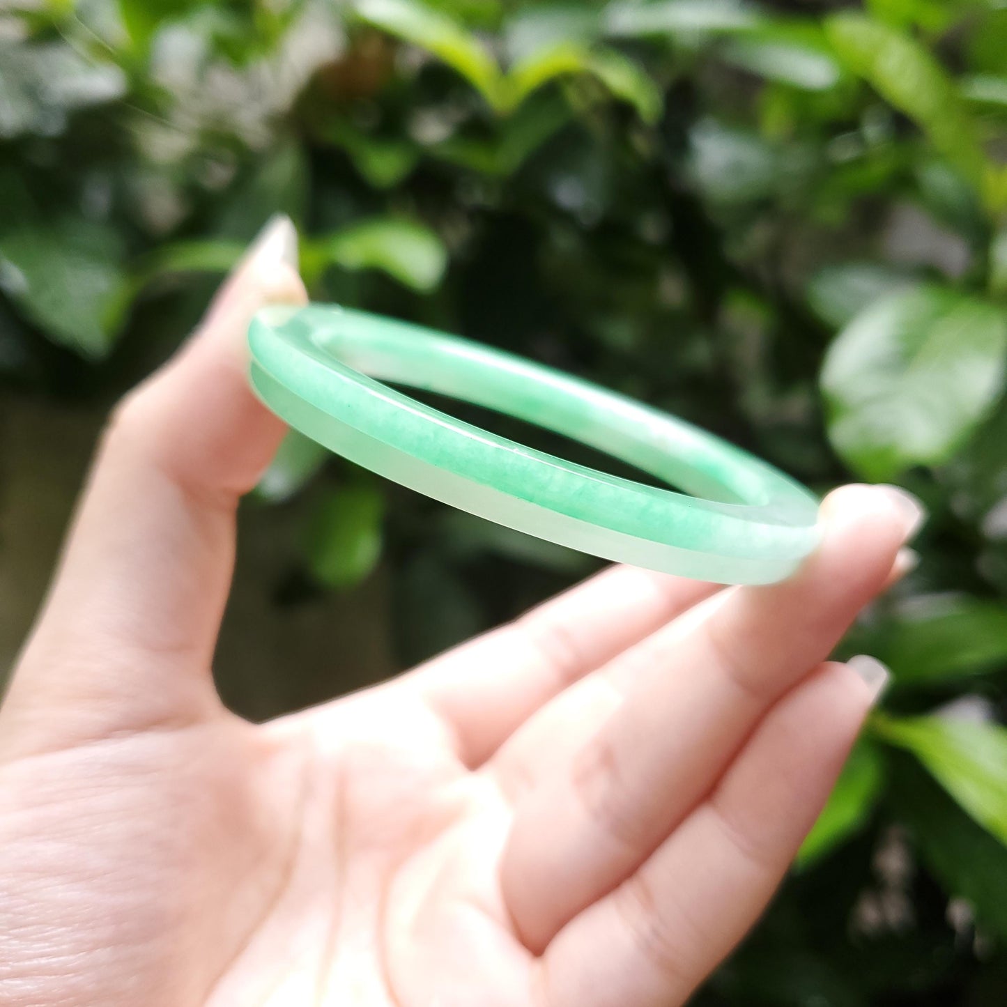 High Quality 48–72mm Natural-Colour Jade Green White Bangle Gift for Her Mom Grandma Feng Shui Personalized Bracelets Jewelry
