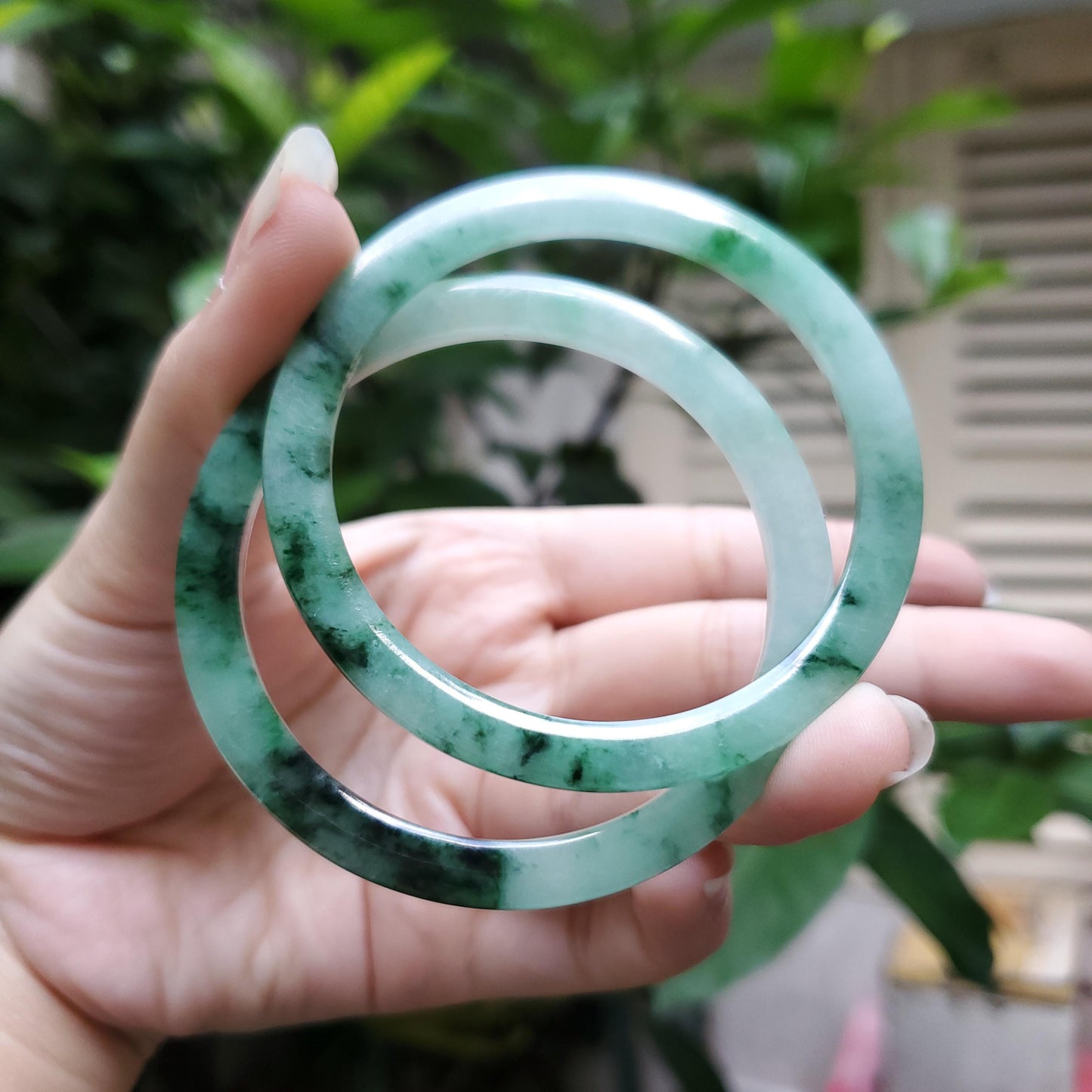 High Quality 48–72mm Natural-Colour Jade White Green Black Spot Bangle Gift for Her Mom Grandma Feng Shui Personalized Jewelry