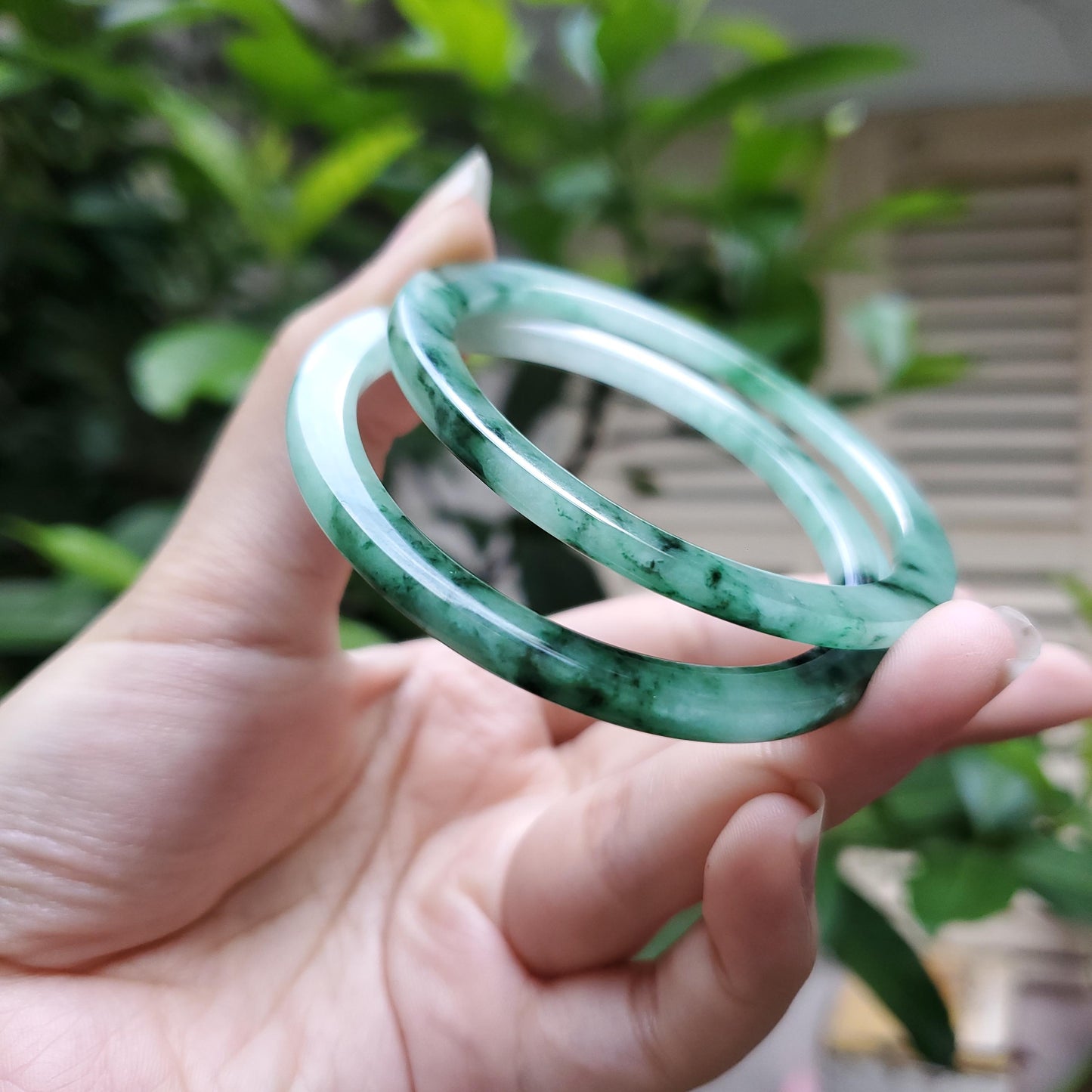 High Quality 48–72mm Natural-Colour Jade White Green Black Spot Bangle Gift for Her Mom Grandma Feng Shui Personalized Jewelry