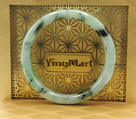 High Quality 48–72mm Natural-Colour Jade White Floating Green Black Veins Bangle Gift for Her Mom Grandma Feng Shui Personalized Jewelry