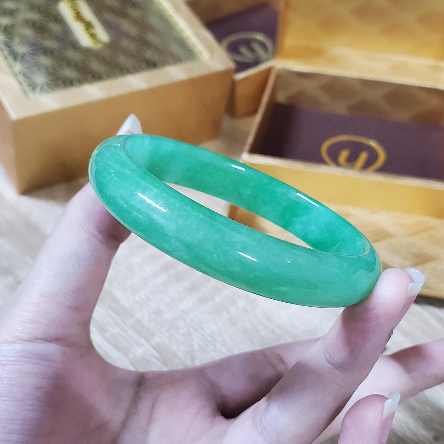 High Quality 48–72mm Jadeite Jade Green YingMart Bangle, Gift for Her, Mens, Grandma, Sister, Feng Shui, Personalized