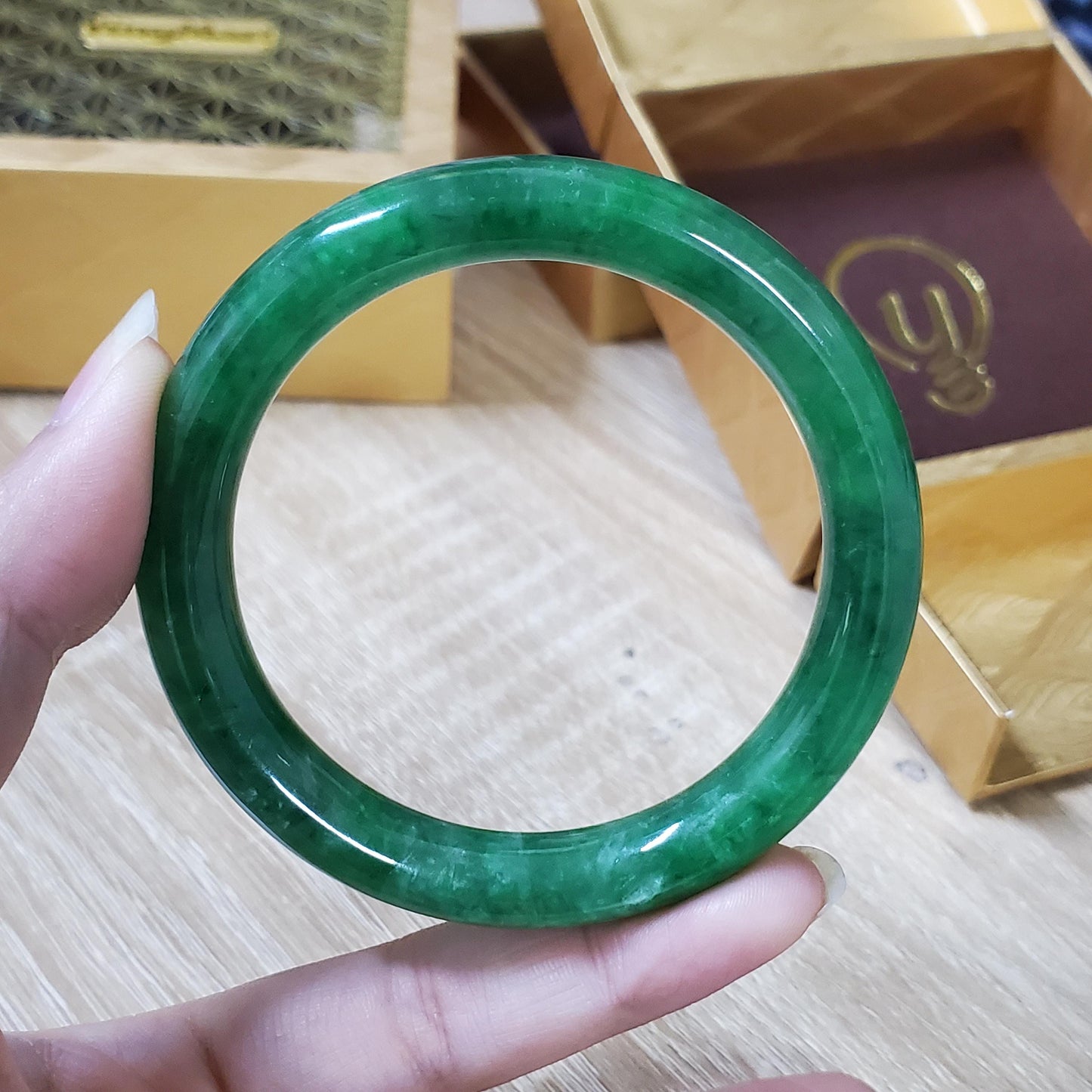 High Quality 48–72mm Jadeite Jade Green YingMart Bangle Bracelets Gift for Her Grandma Sister Mom Mens Feng Shui Personalized Jewelry